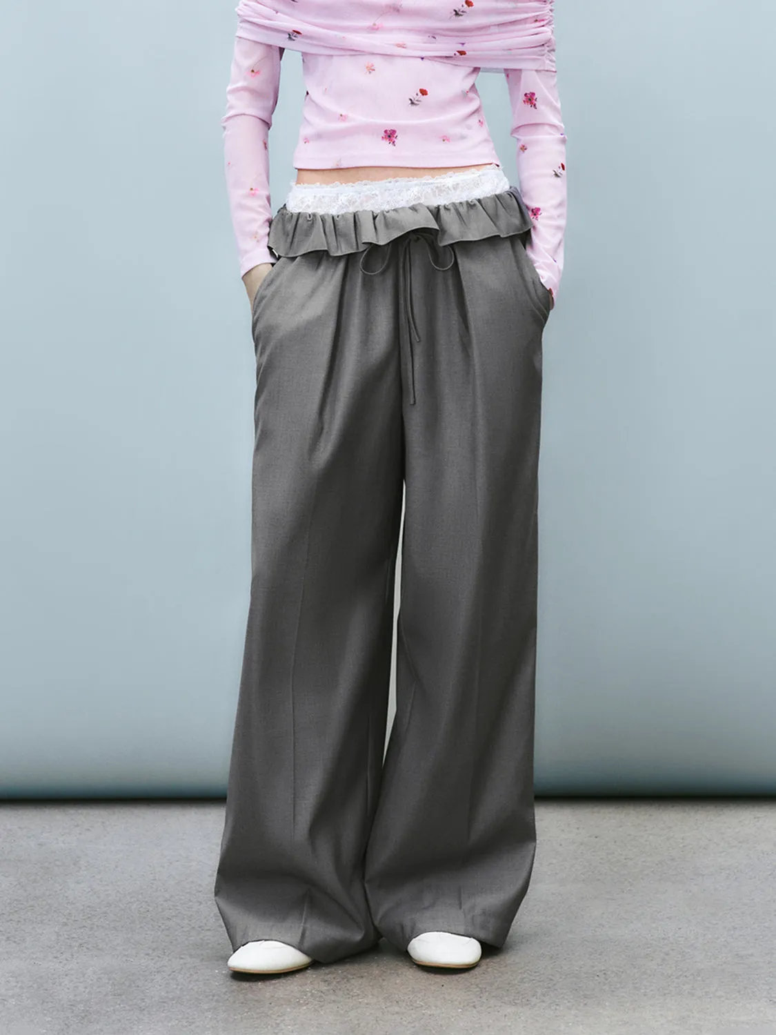 Ruffle Waist Wide-Leg Pants sold by Urban Revivo product image thumbnail 2