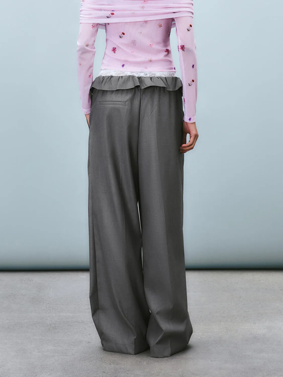 Ruffle Waist Wide-Leg Pants sold by Urban Revivo product image thumbnail 3