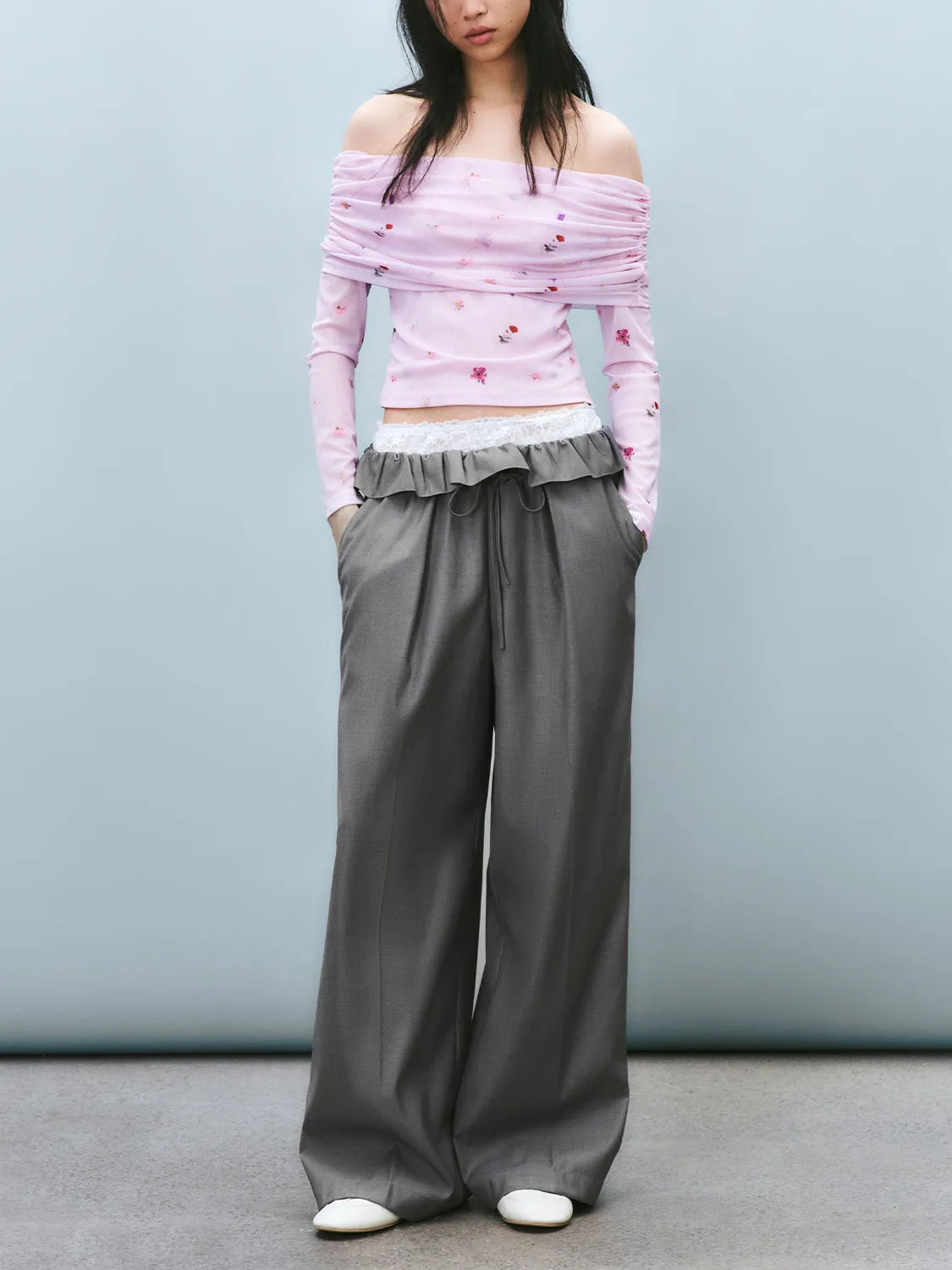 Ruffle Waist Wide-Leg Pants sold by Urban Revivo product image thumbnail 5