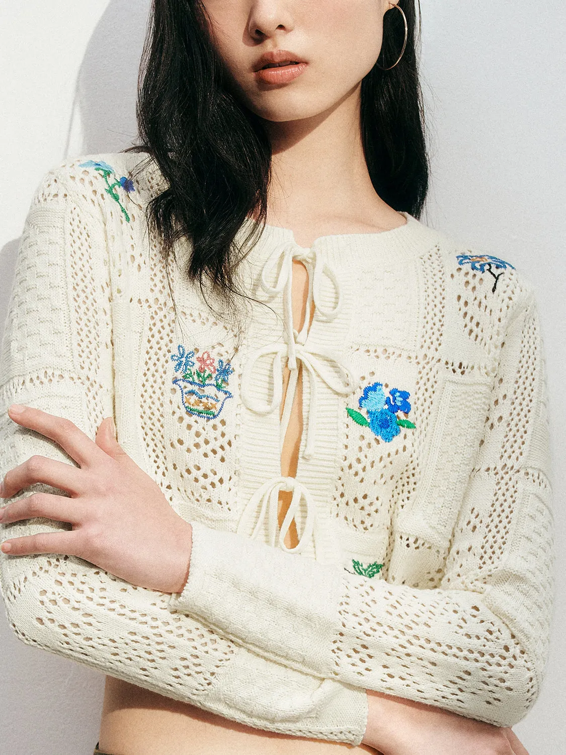 Floral Tie Knitted Cardigans sold by Urban Revivo product image thumbnail 5