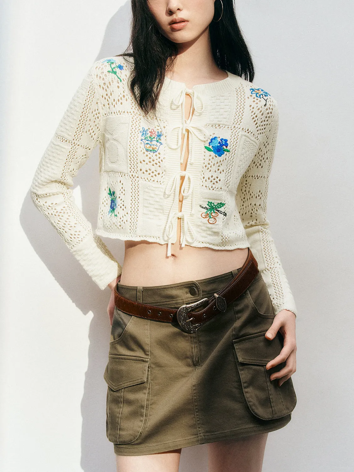 Floral Tie Knitted Cardigans sold by Urban Revivo product image thumbnail 3