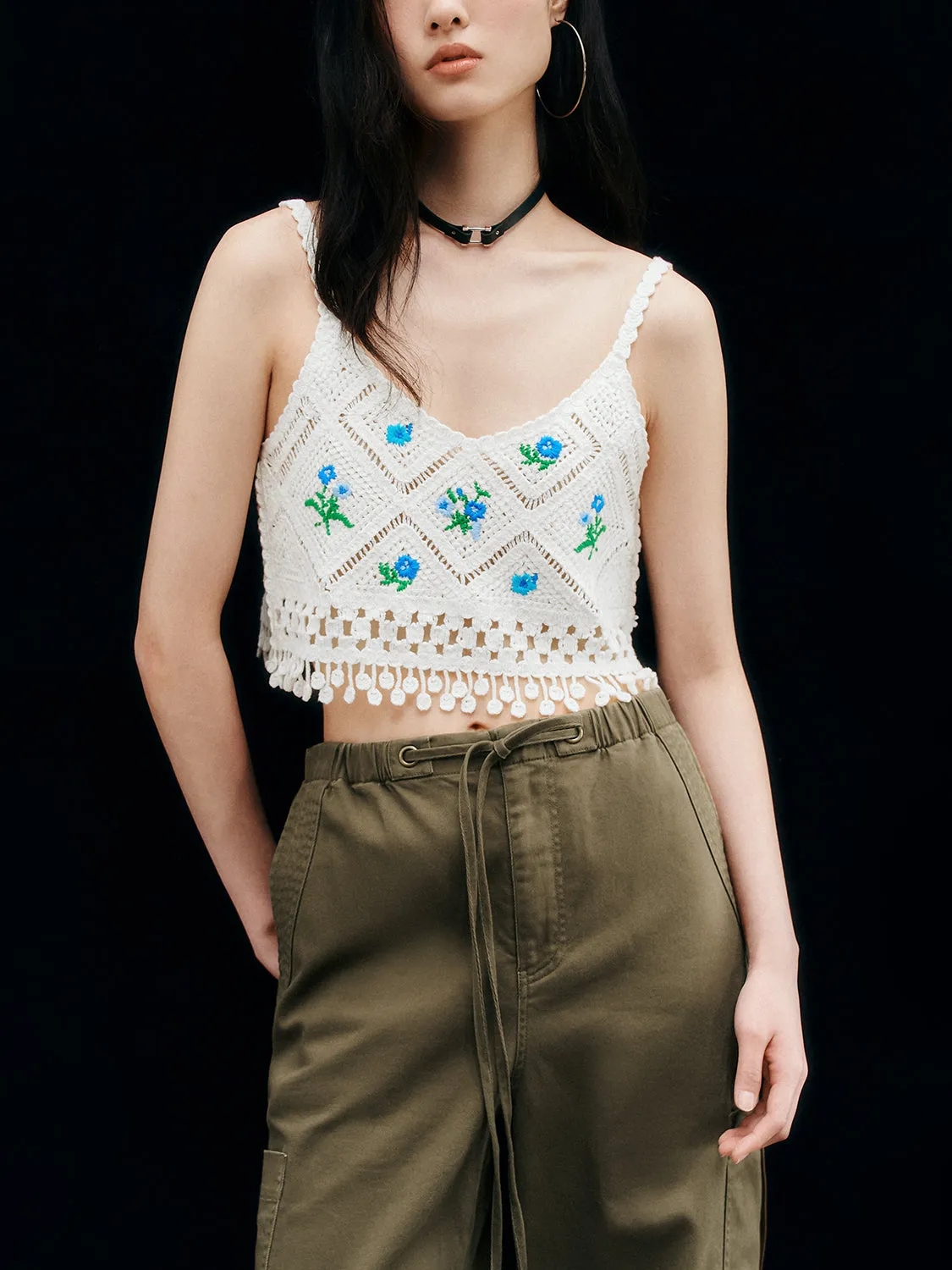 Floral Knitted Cami Tops sold by Urban Revivo