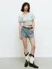 Floral Edge Denim Shorts sold by Urban Revivo