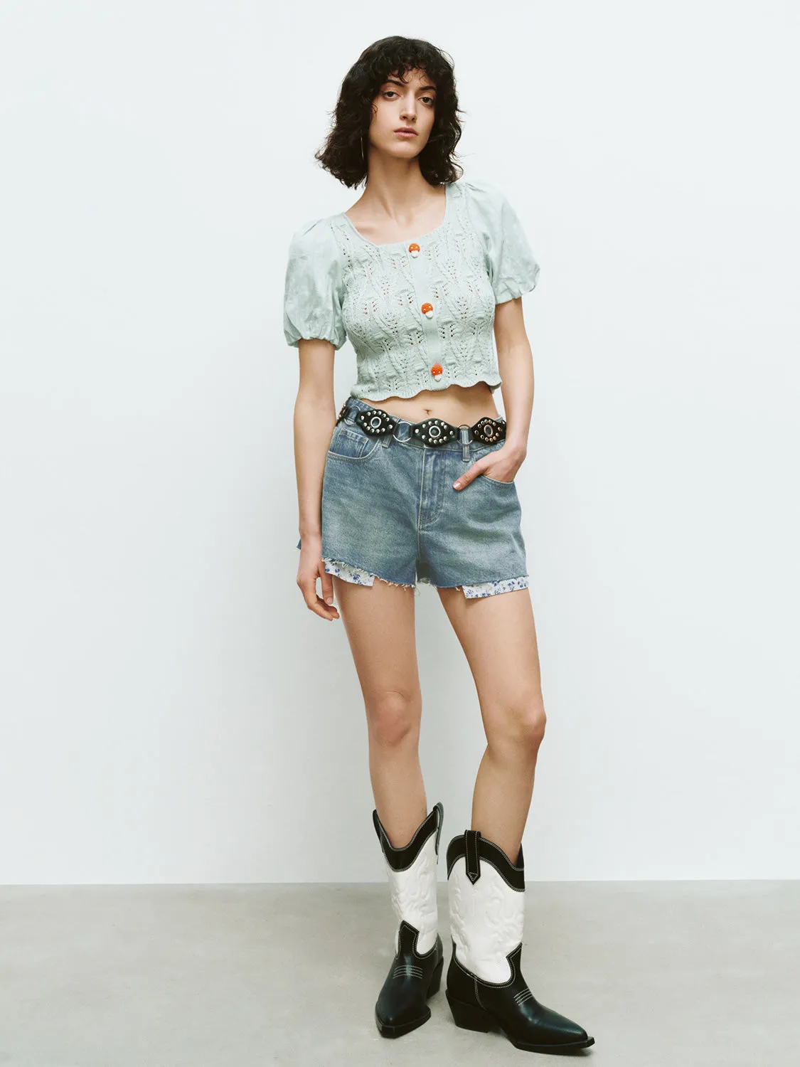 Floral Edge Denim Shorts sold by Urban Revivo product image thumbnail 5