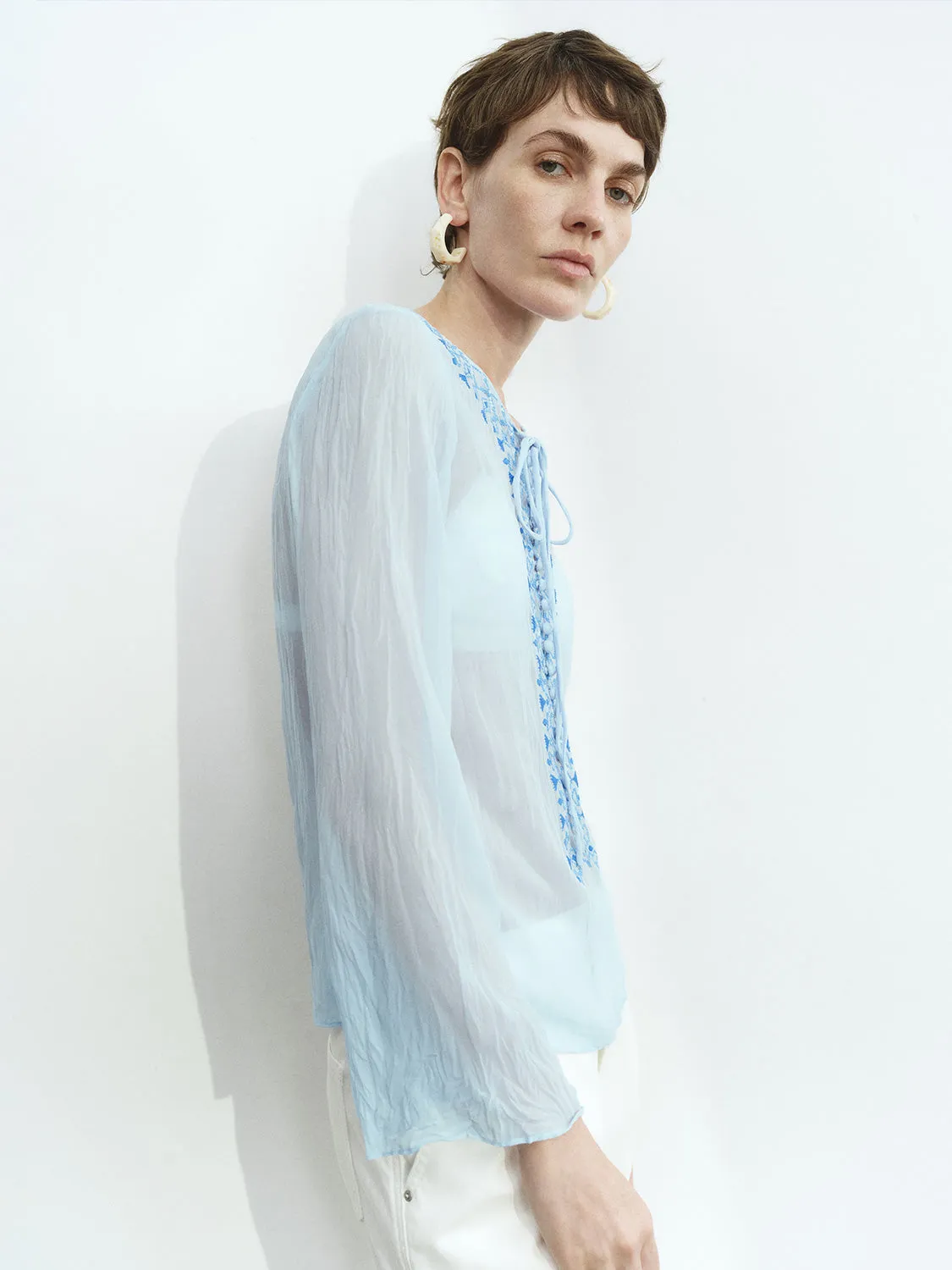 Lace Up Front Overhead Shirt sold by Urban Revivo product image thumbnail 3