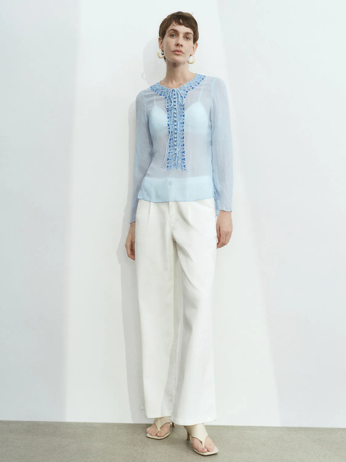 Lace Up Front Overhead Shirt sold by Urban Revivo product image thumbnail 4