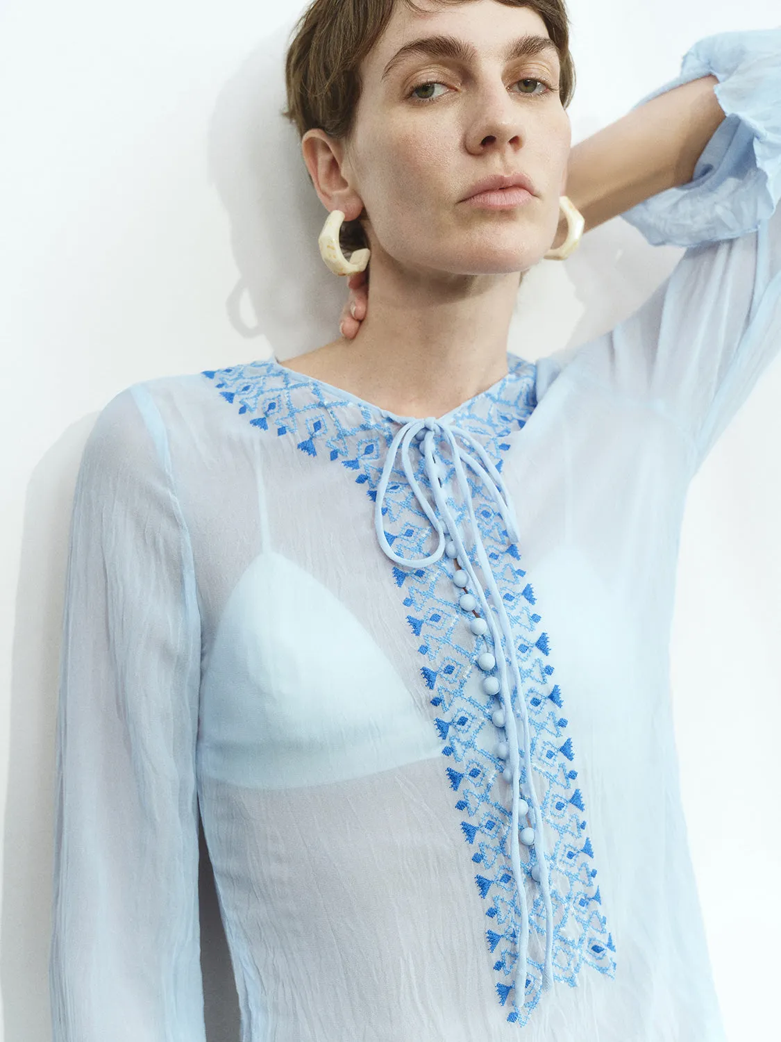 Lace Up Front Overhead Shirt sold by Urban Revivo product image thumbnail 5