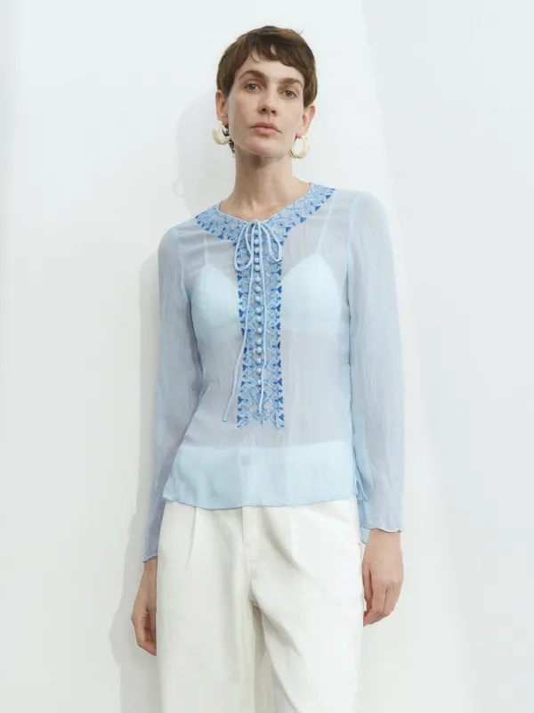 Lace Up Front Overhead Shirt sold by Urban Revivo