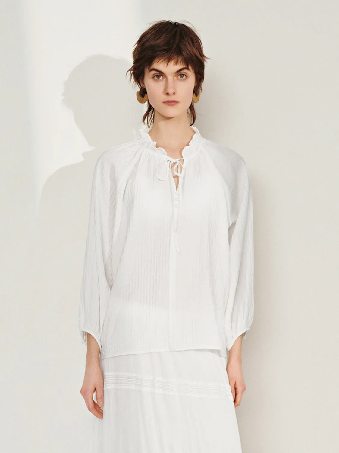 Overhead Ruffled Collar Shirt sold by Urban Revivo