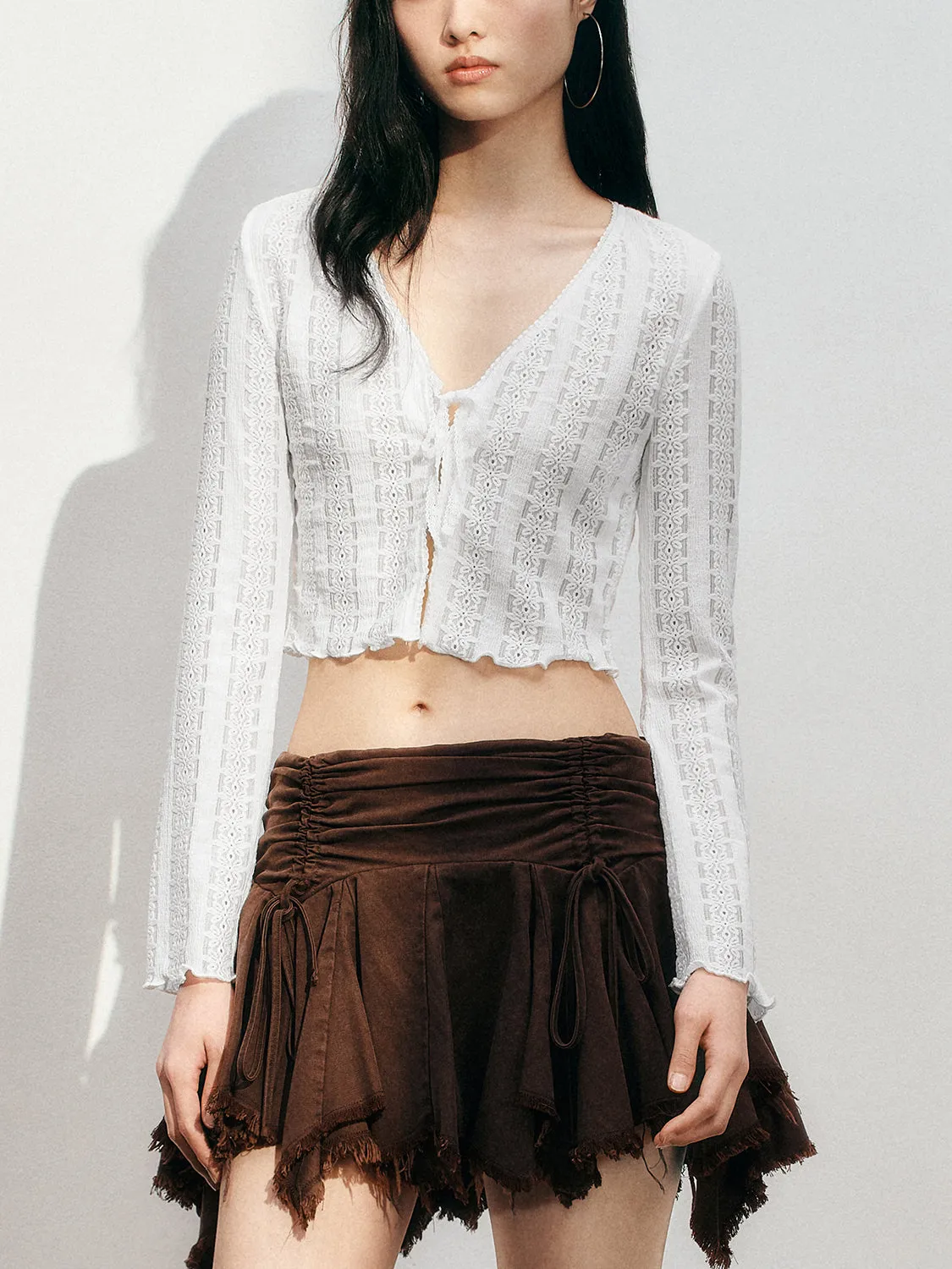 Lace Cropped Blouses sold by Urban Revivo