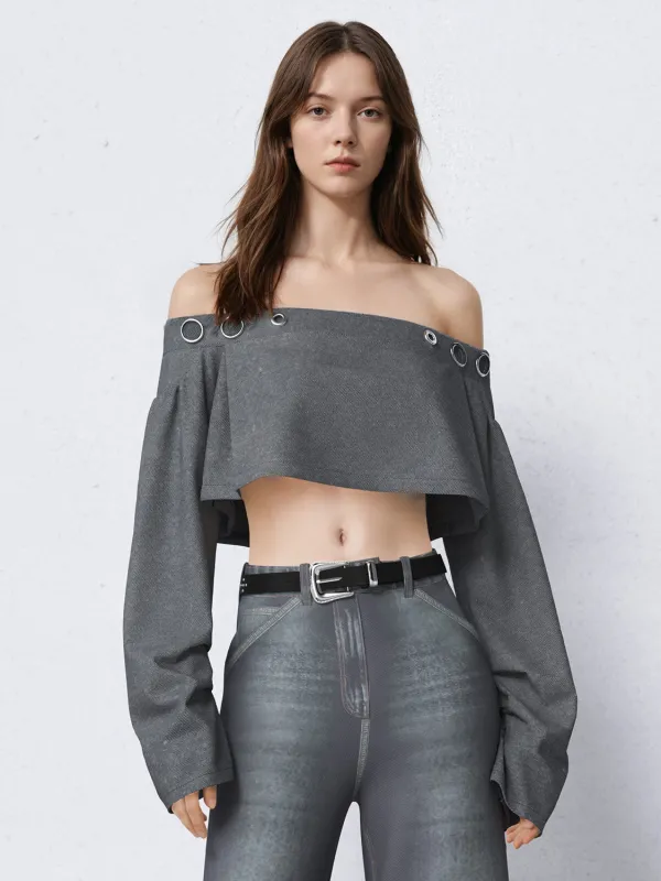 Cropped Loose Off Shoulder Blouses sold by Urban Revivo