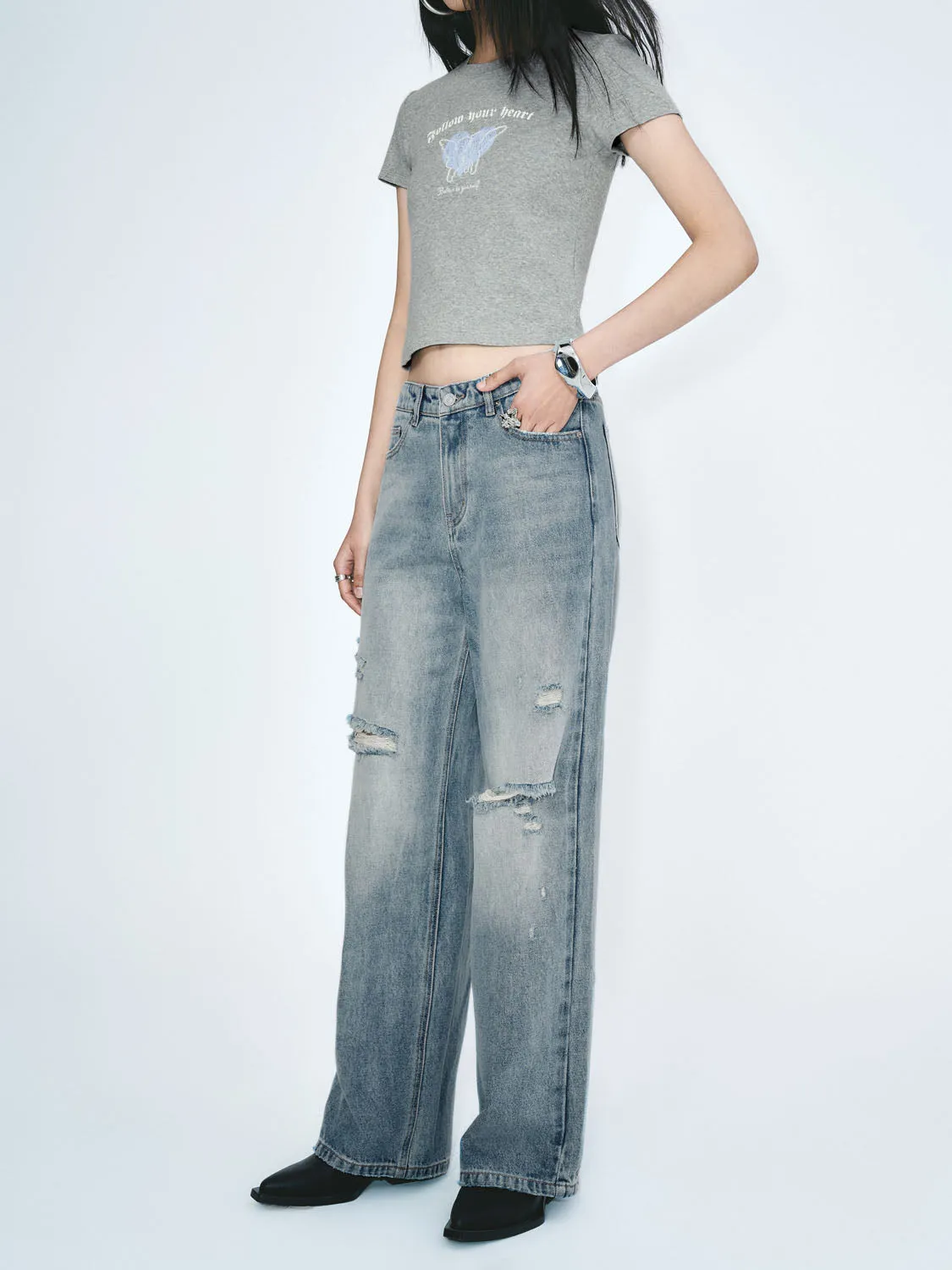Ripped Denim Jeans sold by Urban Revivo product image thumbnail 3
