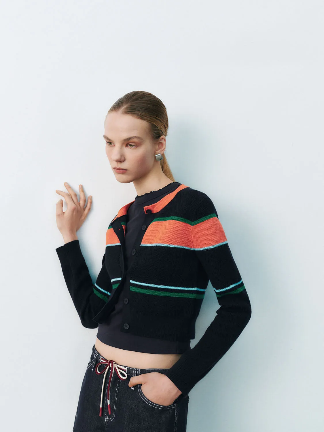 Color Block Knitted Cardigans sold by Urban Revivo product image thumbnail 2