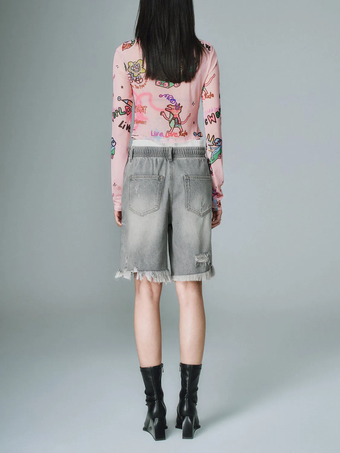 Drawstring Denim Shorts sold by Urban Revivo product image thumbnail 4