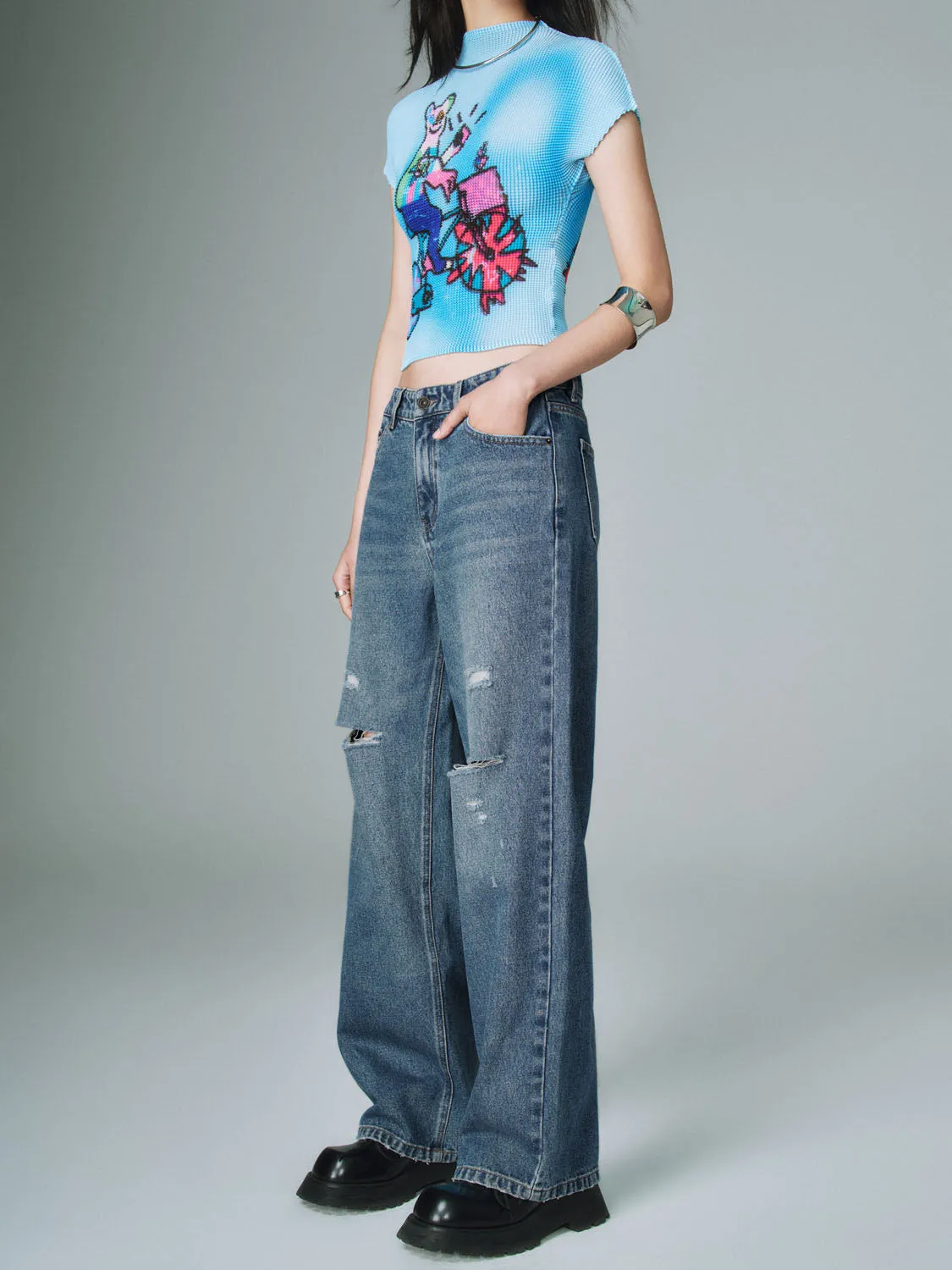 Ripped Denim Jeans sold by Urban Revivo product image thumbnail 3
