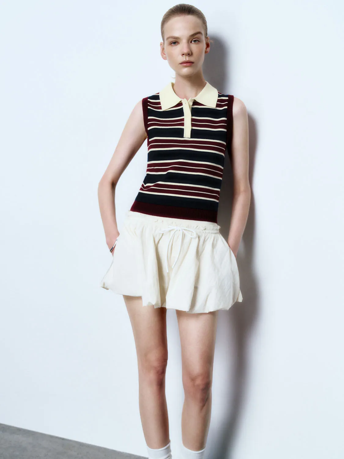 Sleeveless Striped Knitted T-Shirts sold by Urban Revivo product image thumbnail 3