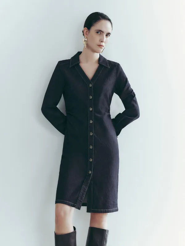 Lapel Denim Dresses sold by Urban Revivo