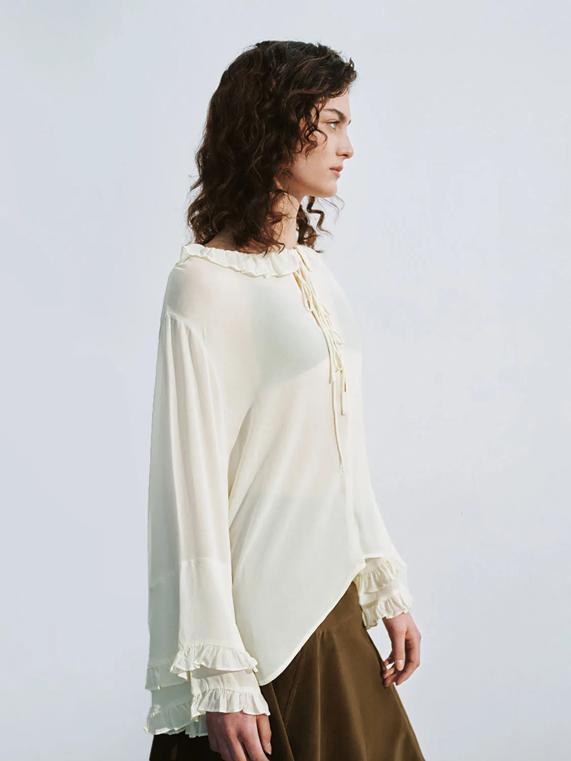 Lace Up Front Overhead Shirt sold by Urban Revivo product image thumbnail 3