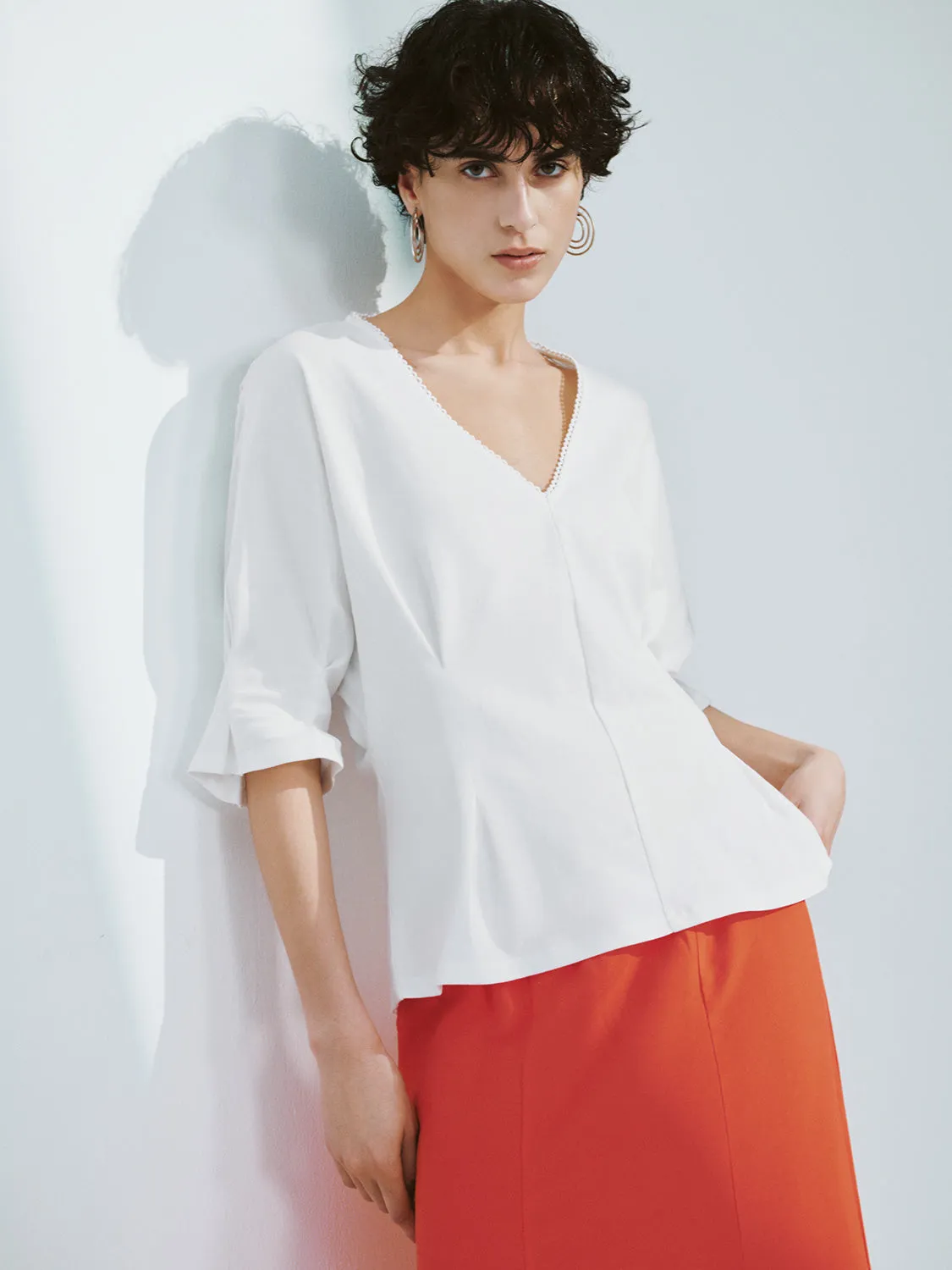 Half Sleeve V-Neck T-Shirts sold by Urban Revivo product image thumbnail 3