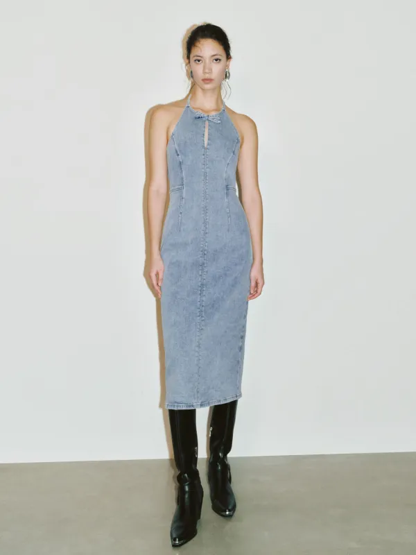 Halter Neck Denim Dresses sold by Urban Revivo