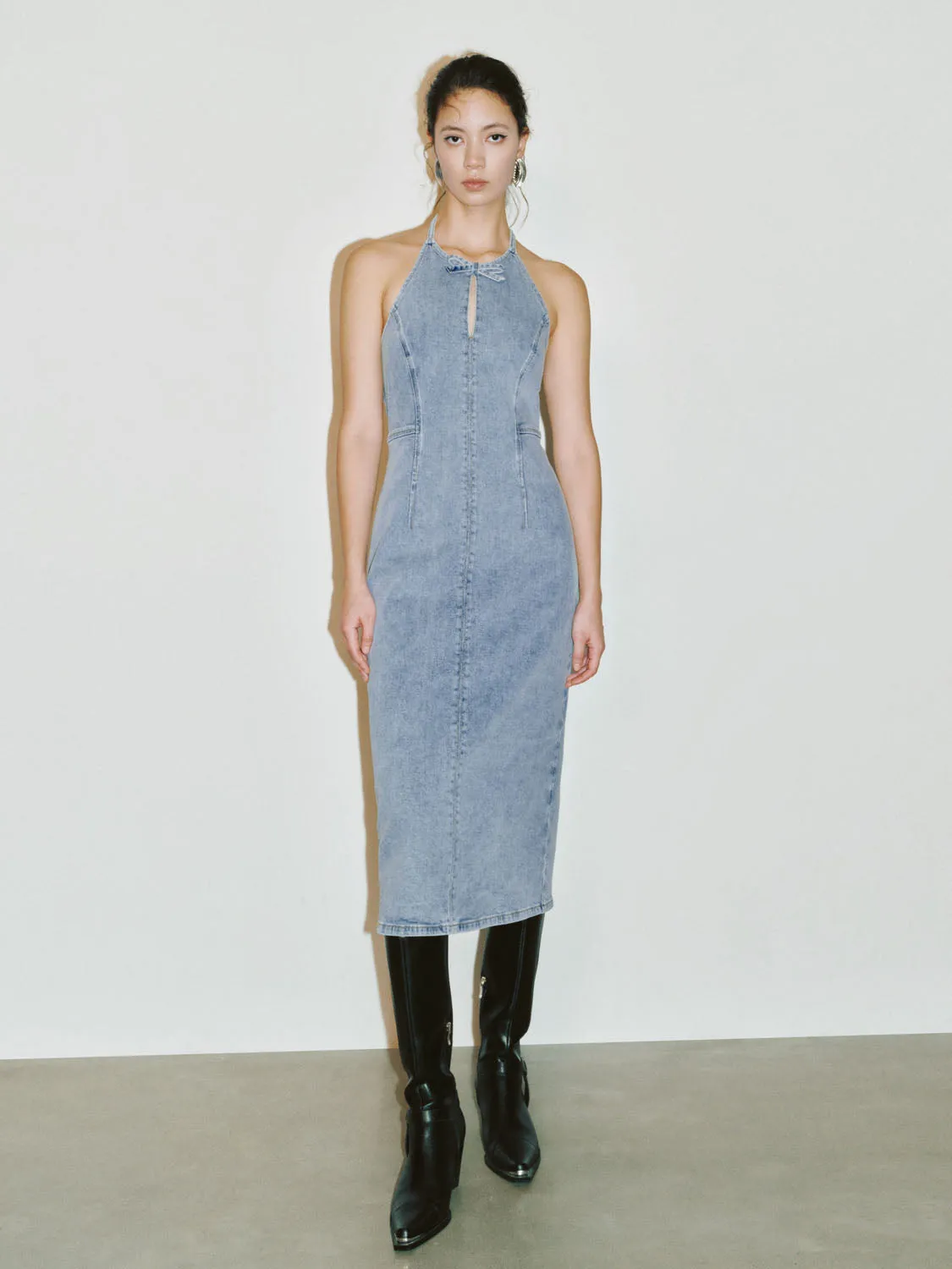 Halter Neck Denim Dresses sold by Urban Revivo
