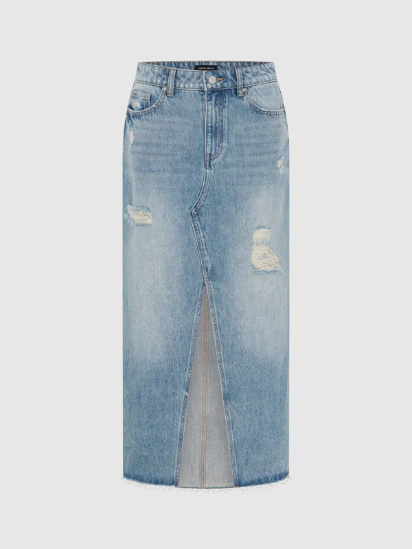 Split Hem Denim Skirts sold by Urban Revivo