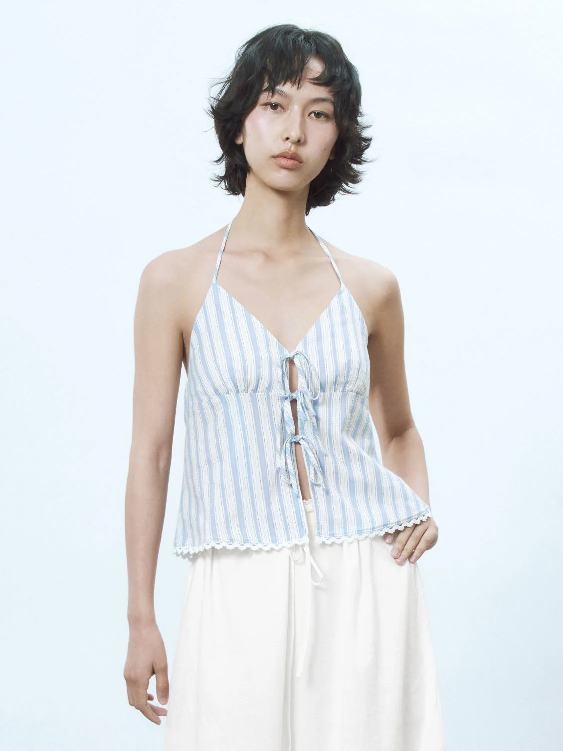 Striped Halter Neck Cami Tops sold by Urban Revivo