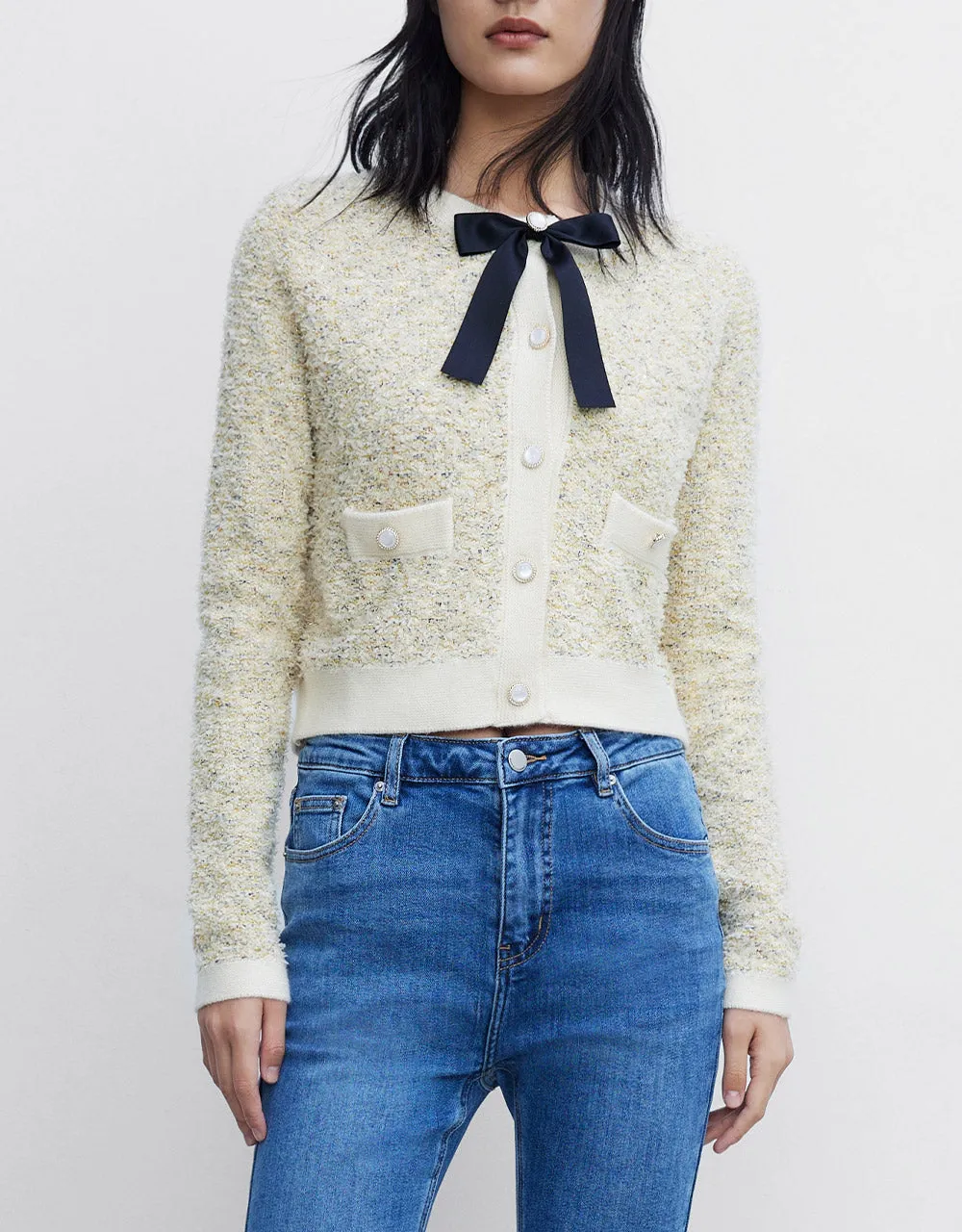 Bow Front Contrast Trim Button Up Cardigan sold by Urban Revivo product image thumbnail 2