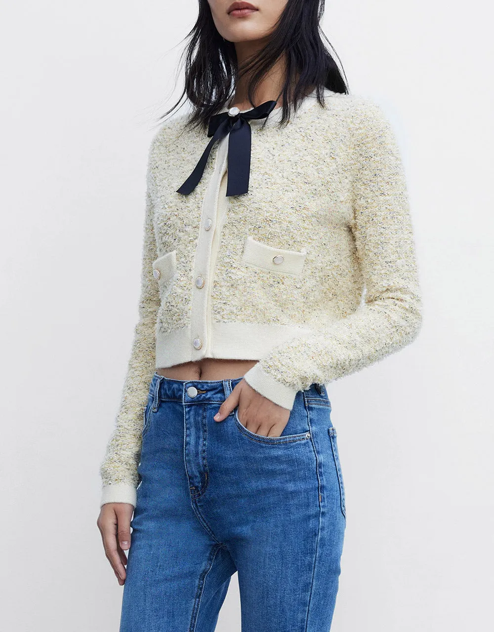 Bow Front Contrast Trim Button Up Cardigan sold by Urban Revivo product image thumbnail 4