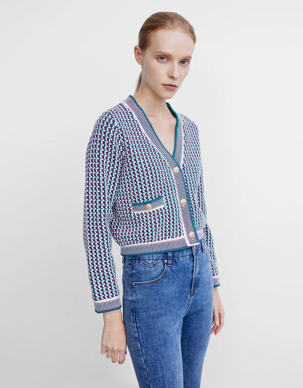 Tweed Plaid Cardigan sold by Urban Revivo product image thumbnail 3