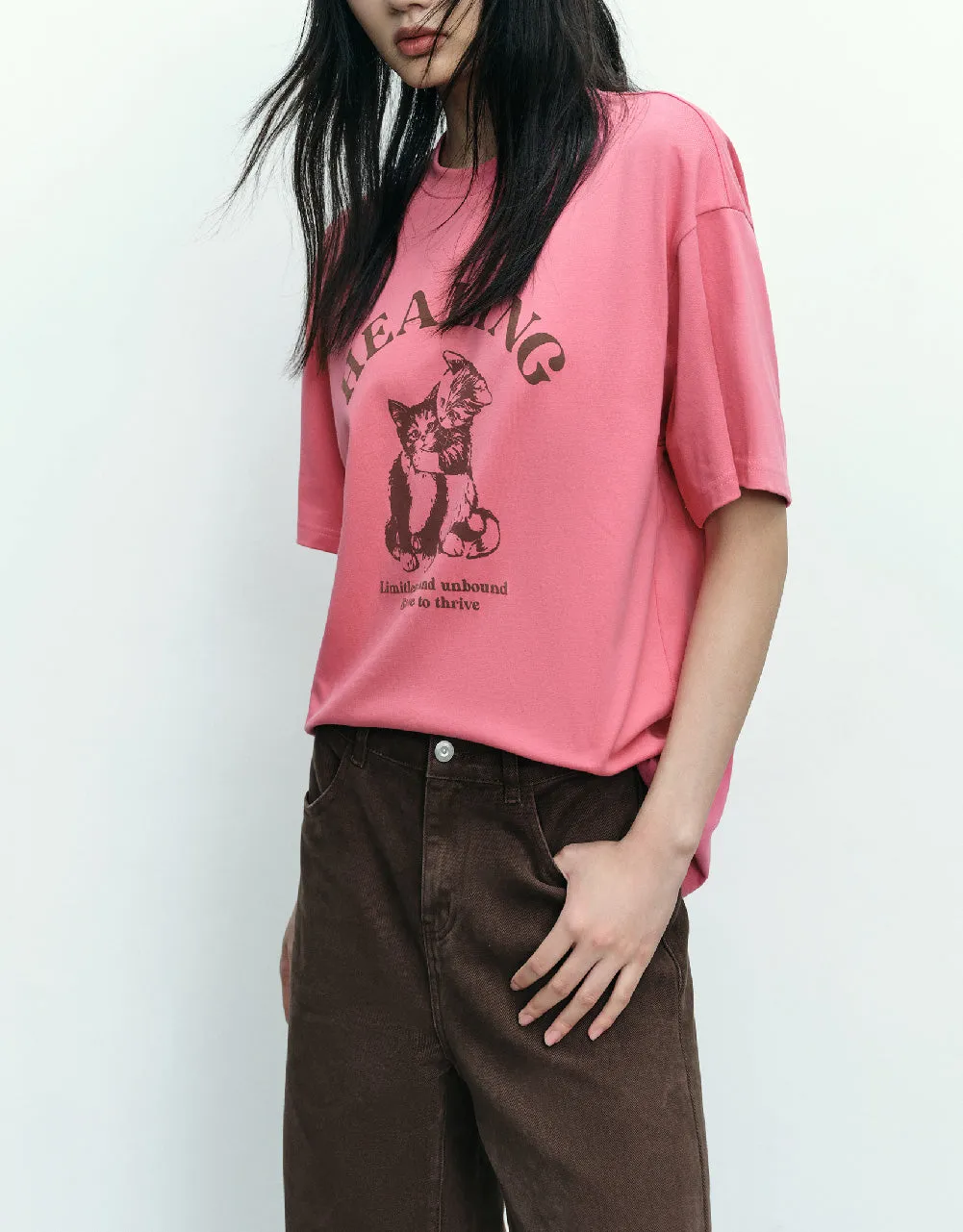 Kitty Printed Crew Neck T-Shirt sold by Urban Revivo product image thumbnail 3