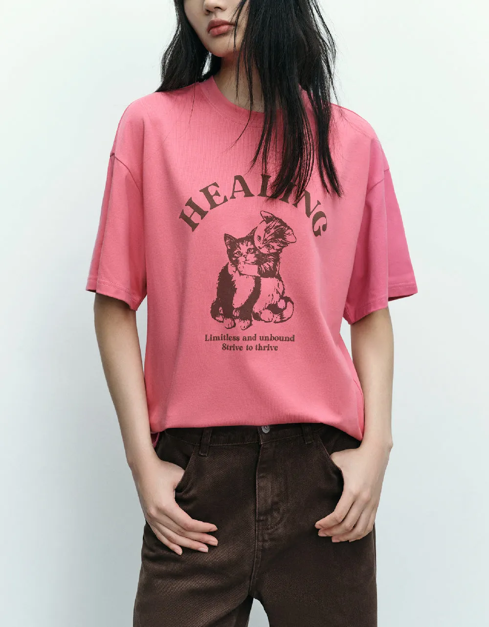 Kitty Printed Crew Neck T-Shirt sold by Urban Revivo product image thumbnail 2