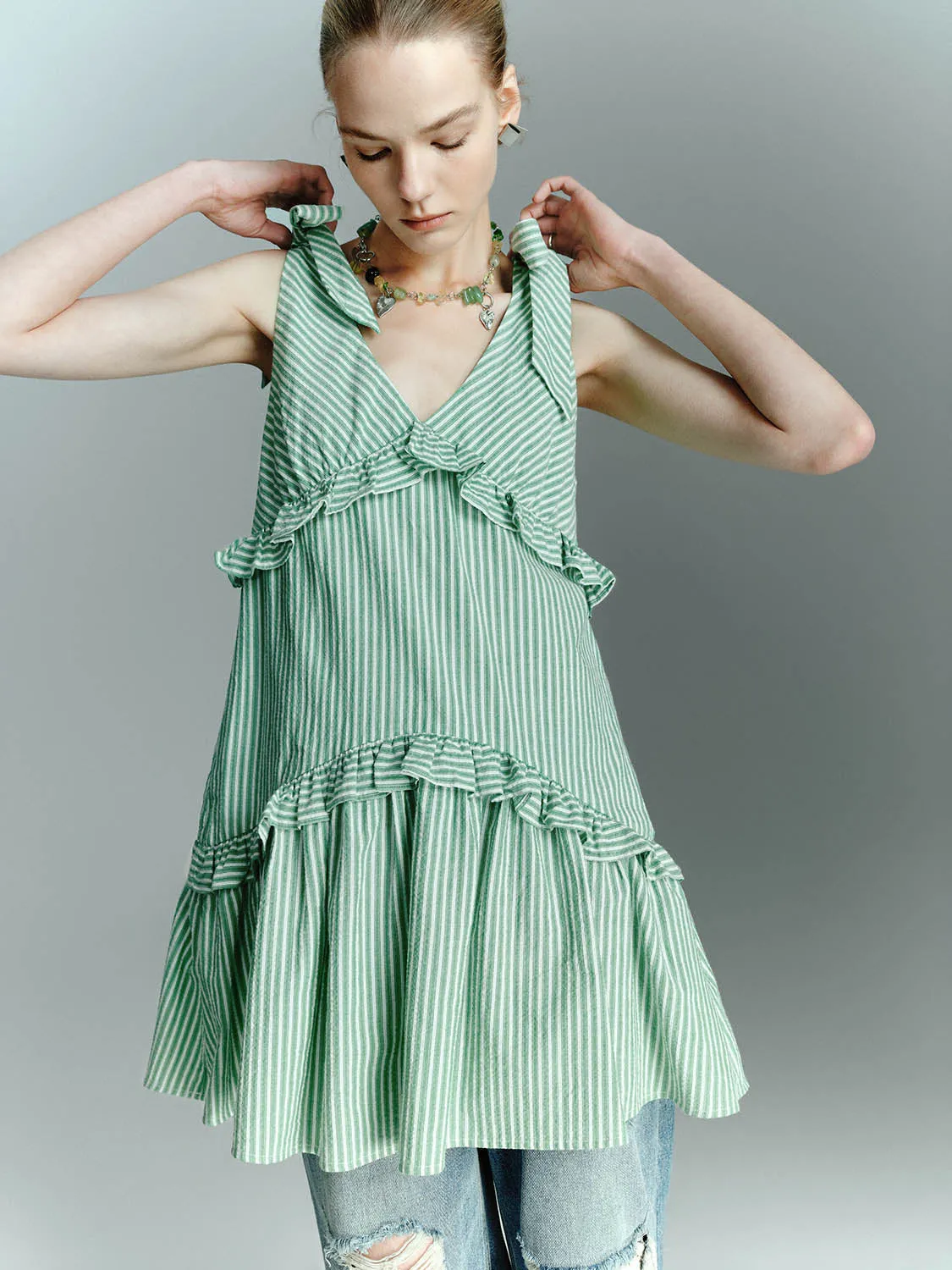 Striped Ruffle Hem Dresses sold by Urban Revivo product image thumbnail 5