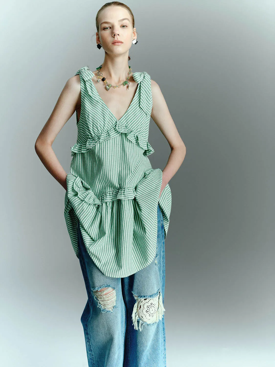 Striped Ruffle Hem Dresses sold by Urban Revivo product image thumbnail 4