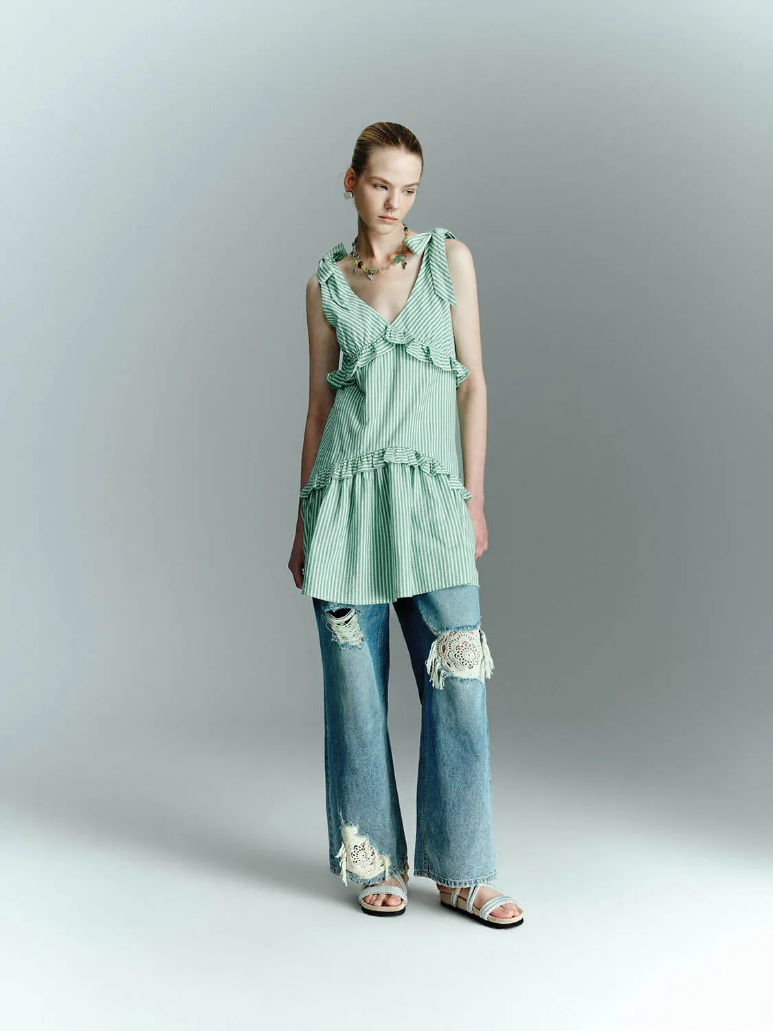 Striped Ruffle Hem Dresses sold by Urban Revivo product image thumbnail 3