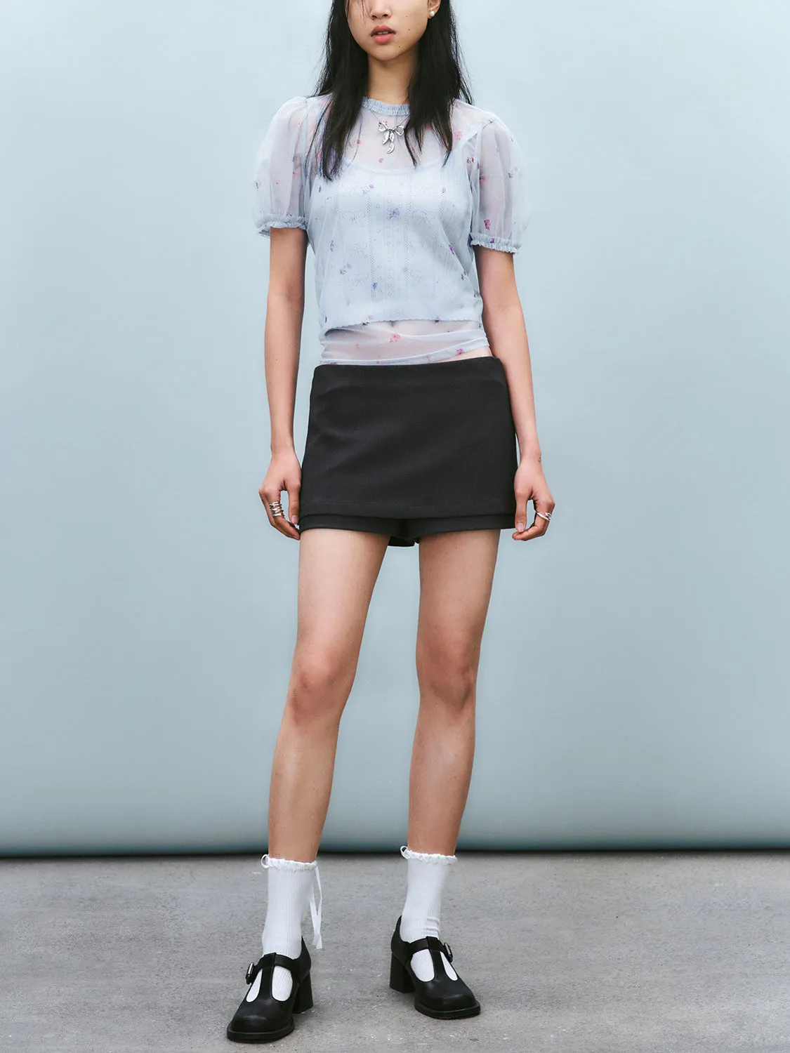 Sheer Floral Short Sleeve T-Shirts sold by Urban Revivo product image thumbnail 4