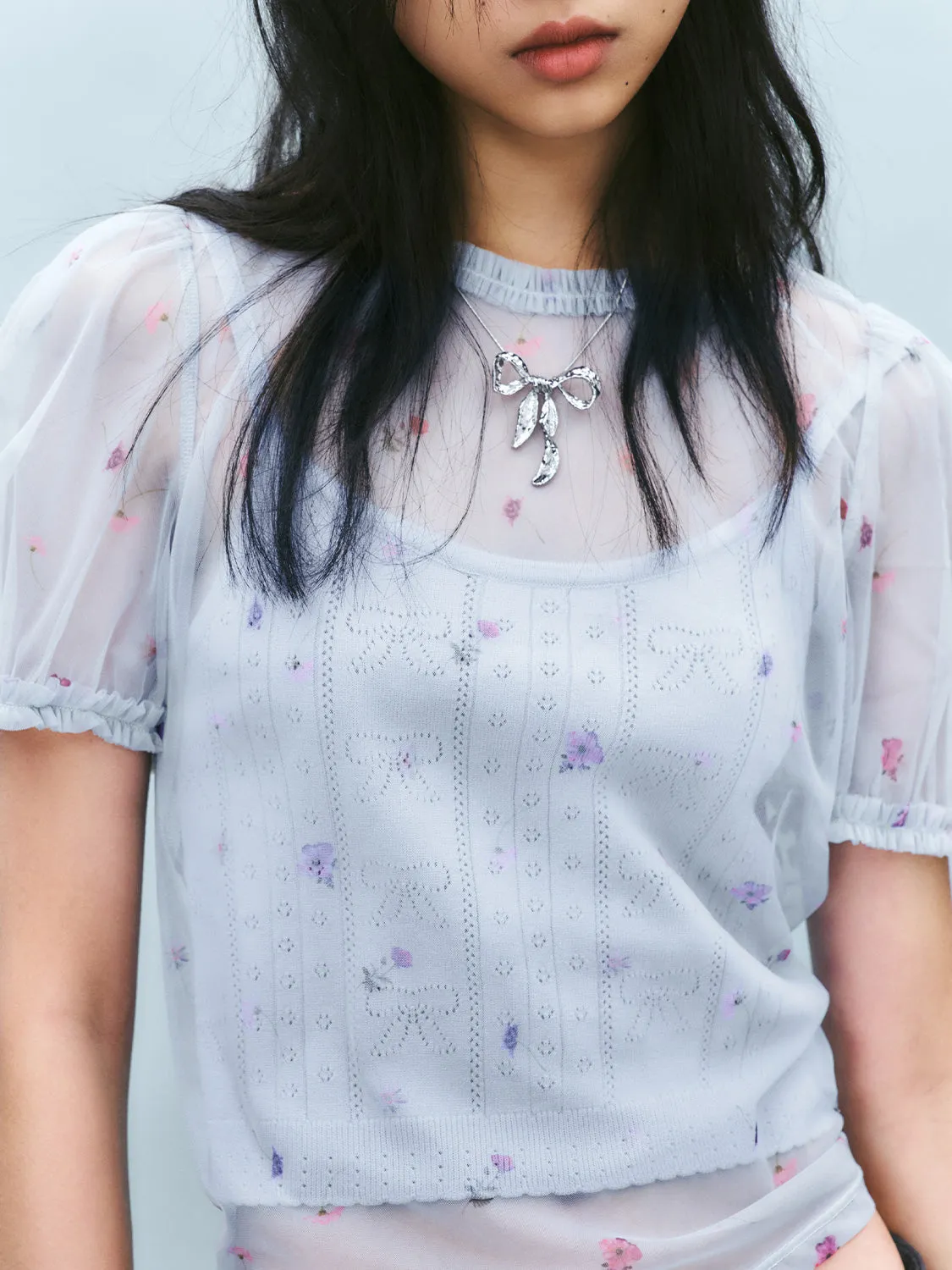 Sheer Floral Short Sleeve T-Shirts sold by Urban Revivo product image thumbnail 5