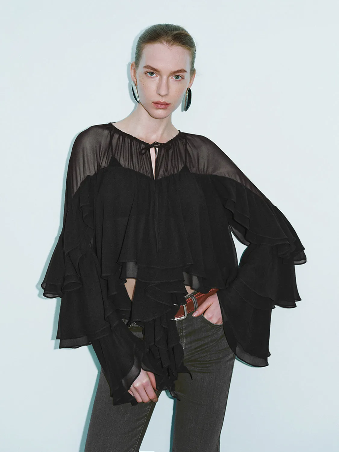 Ruffle Hem Overhead Shirt sold by Urban Revivo