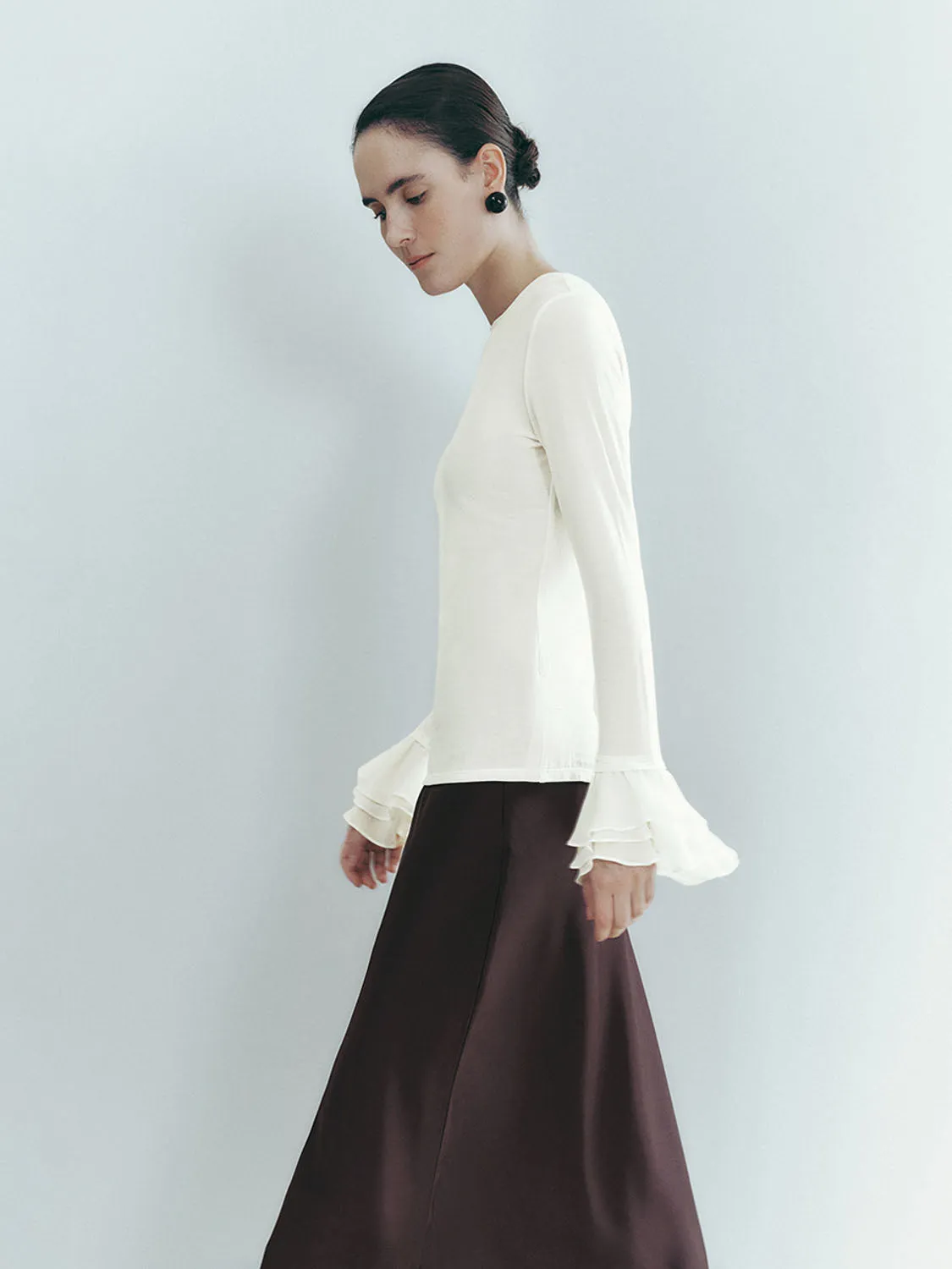 Ruffle Hem Long Sleeve T-Shirts sold by Urban Revivo