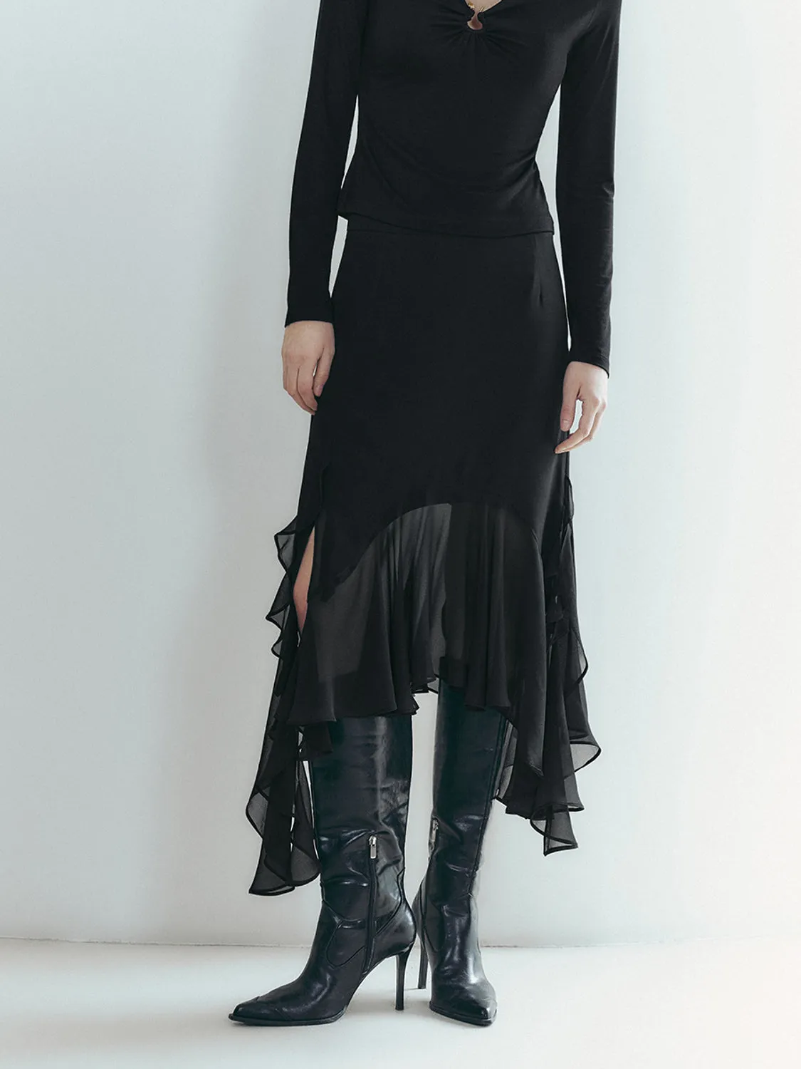 Ruffle Hem A-Line Skirts sold by Urban Revivo product image thumbnail 2
