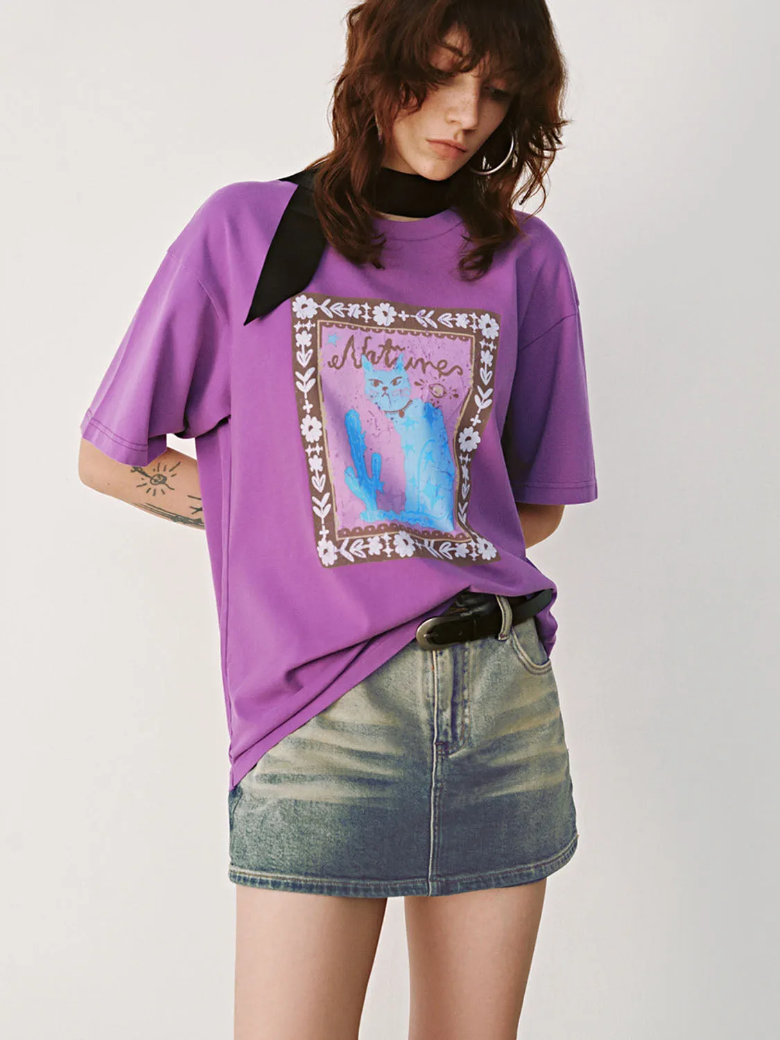 Printed Loose T-Shirts sold by Urban Revivo product image thumbnail 5