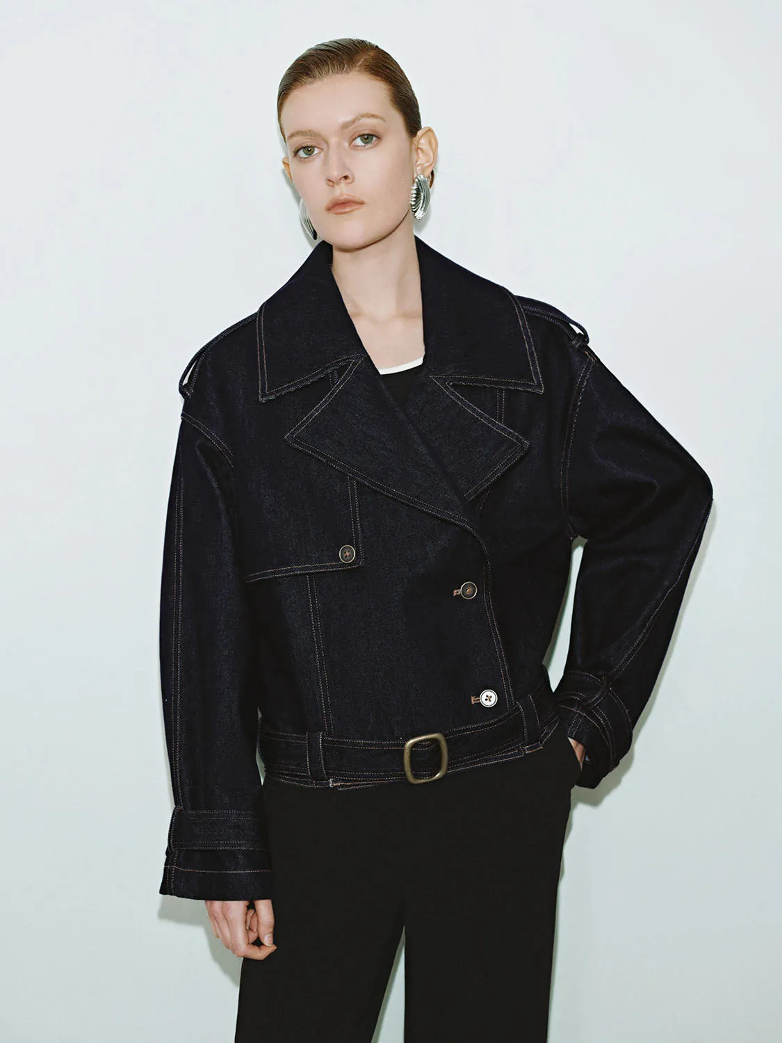 Notched Collar Denim Jackets sold by Urban Revivo