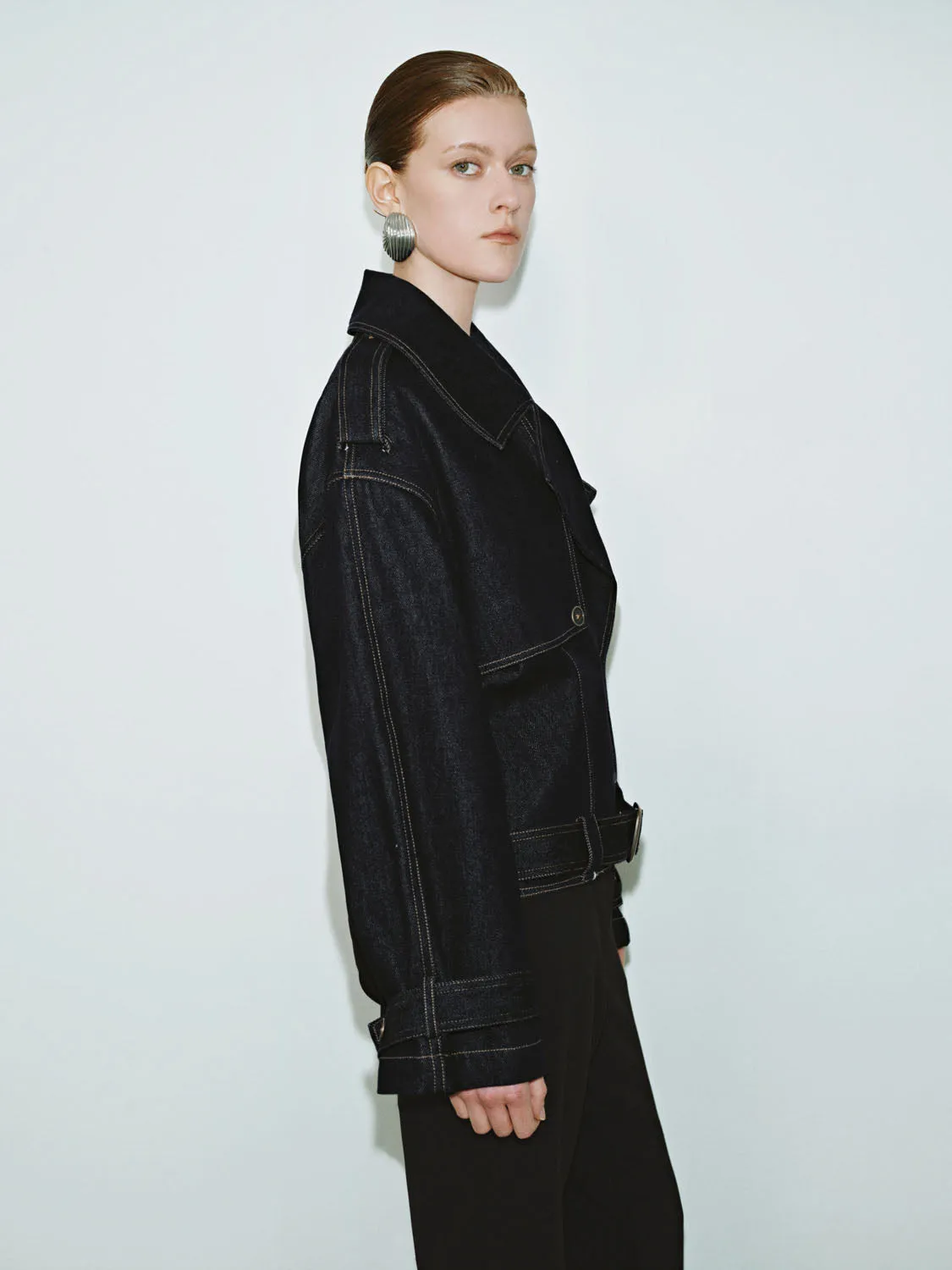 Notched Collar Denim Jackets sold by Urban Revivo product image thumbnail 2