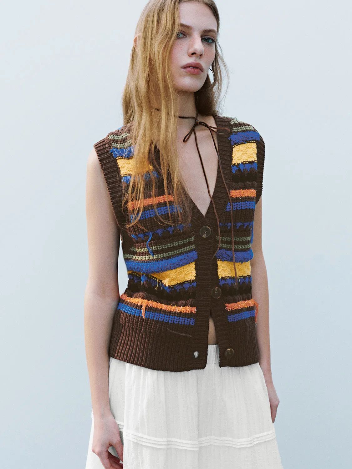 Multicolor Knitted Sleeveless Cardigans sold by Urban Revivo product image thumbnail 2