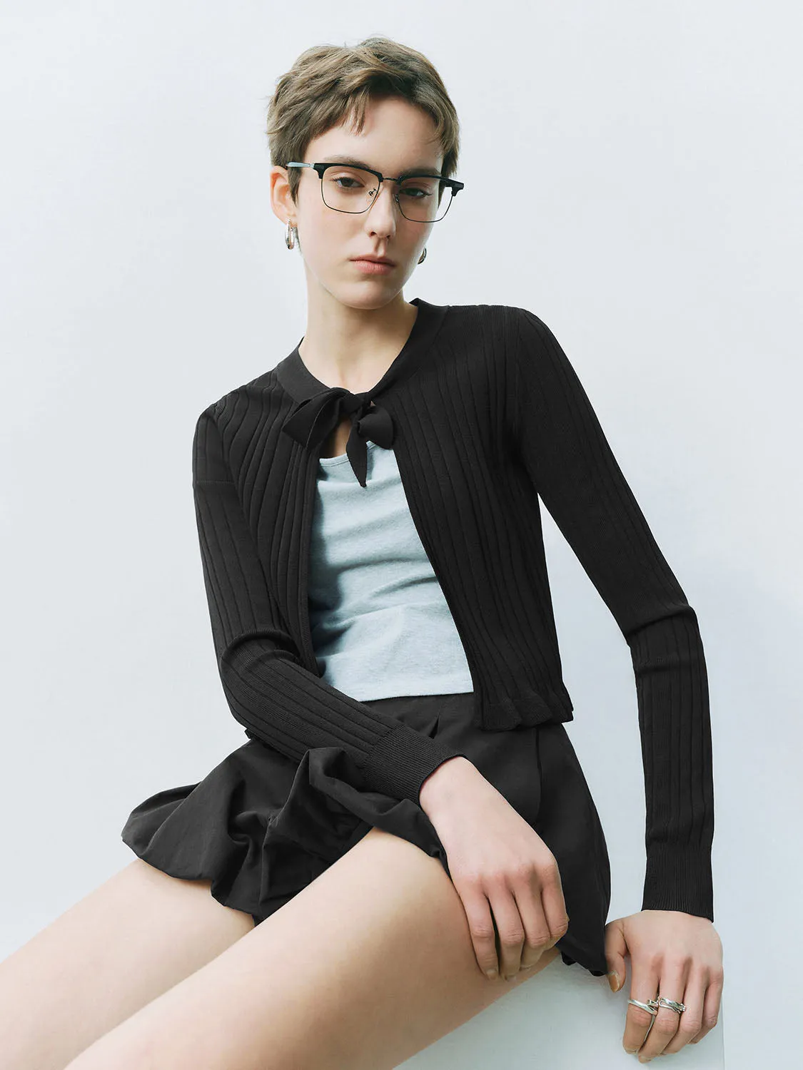 Lace Up Front Knitted Cardigans sold by Urban Revivo