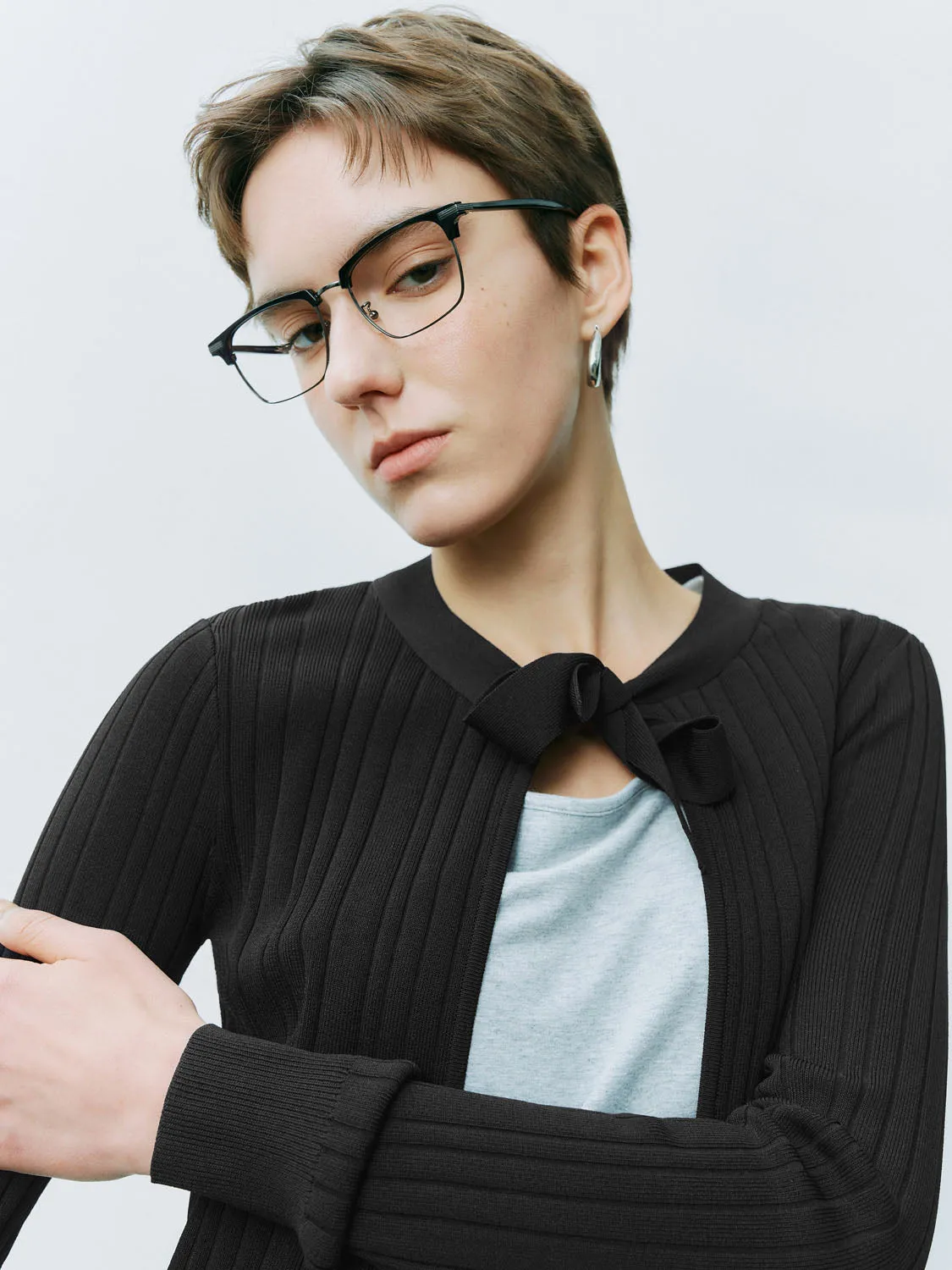 Lace Up Front Knitted Cardigans sold by Urban Revivo product image thumbnail 4