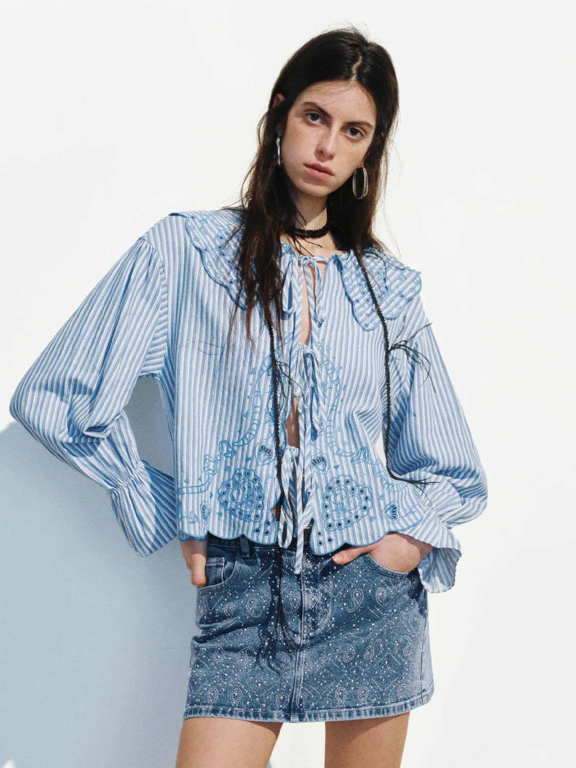 Lace Up Front Floral Shirts sold by Urban Revivo