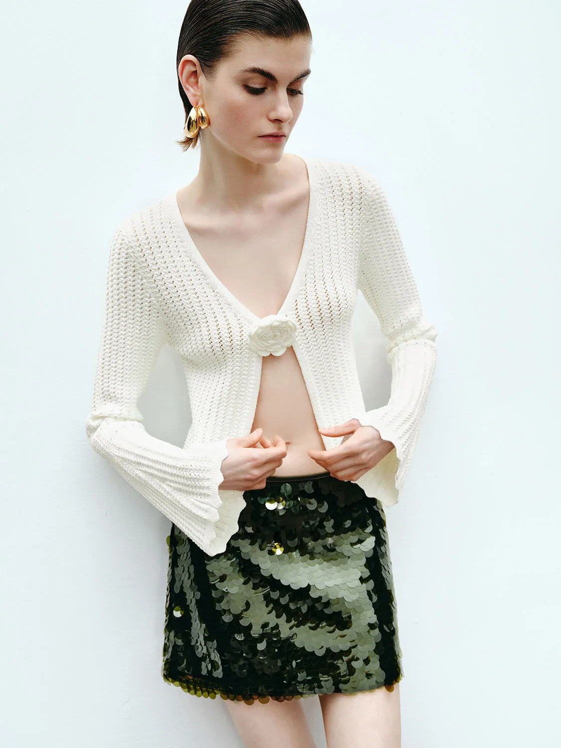 Flower Decor Knitted Cardigans sold by Urban Revivo product image thumbnail 3