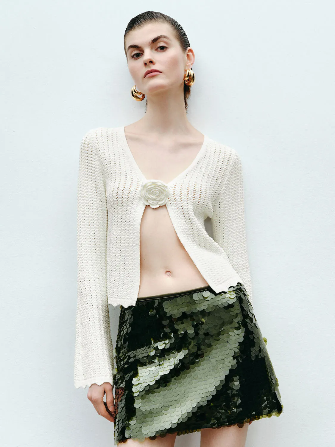 Flower Decor Knitted Cardigans sold by Urban Revivo