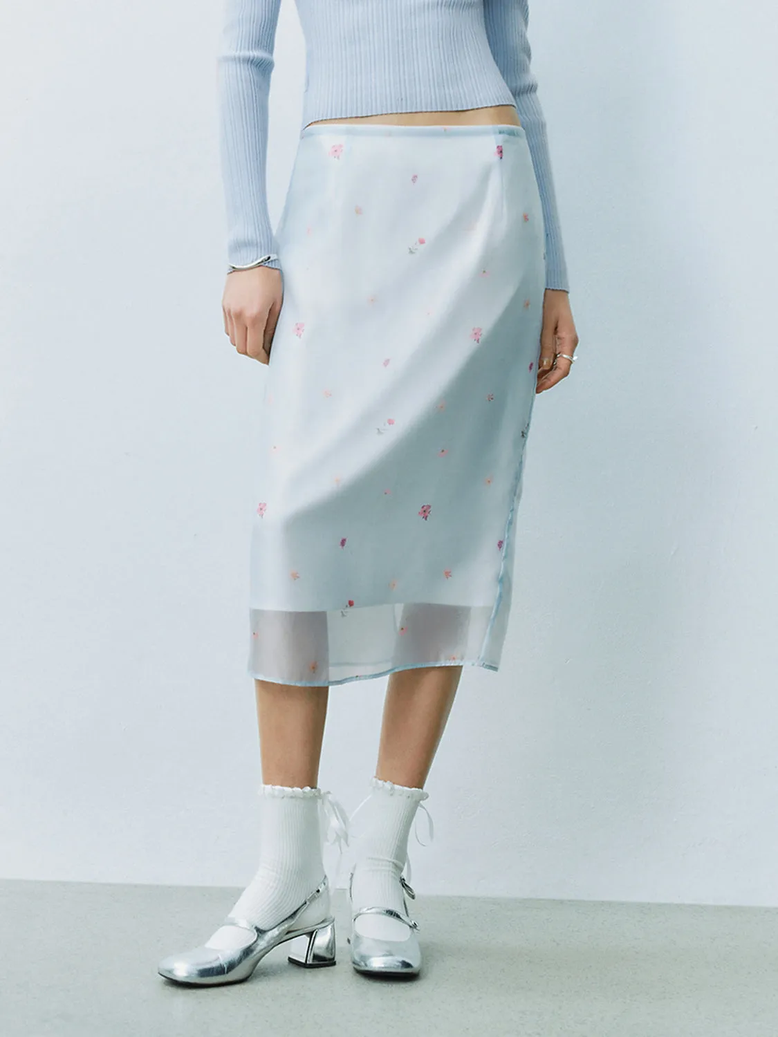 Floral Sheer Straight Skirts sold by Urban Revivo product image thumbnail 2